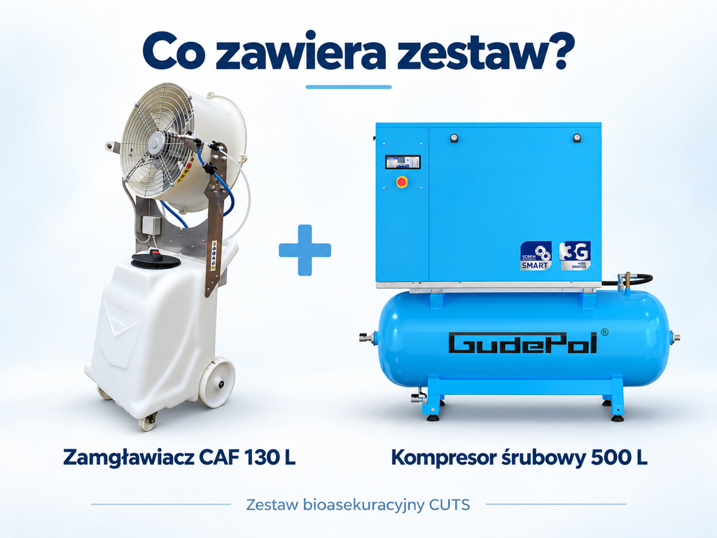 Zestaw bioasekuracyjny CAF 130 L + kompresor śrubowy SMART 500 L