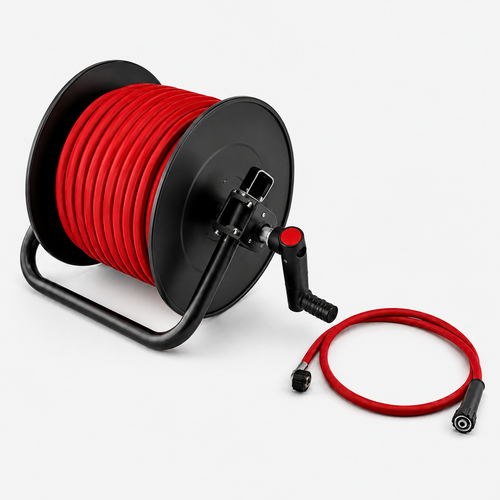Bęben z 30 m wężem HP 315 bar DN08, czerwony